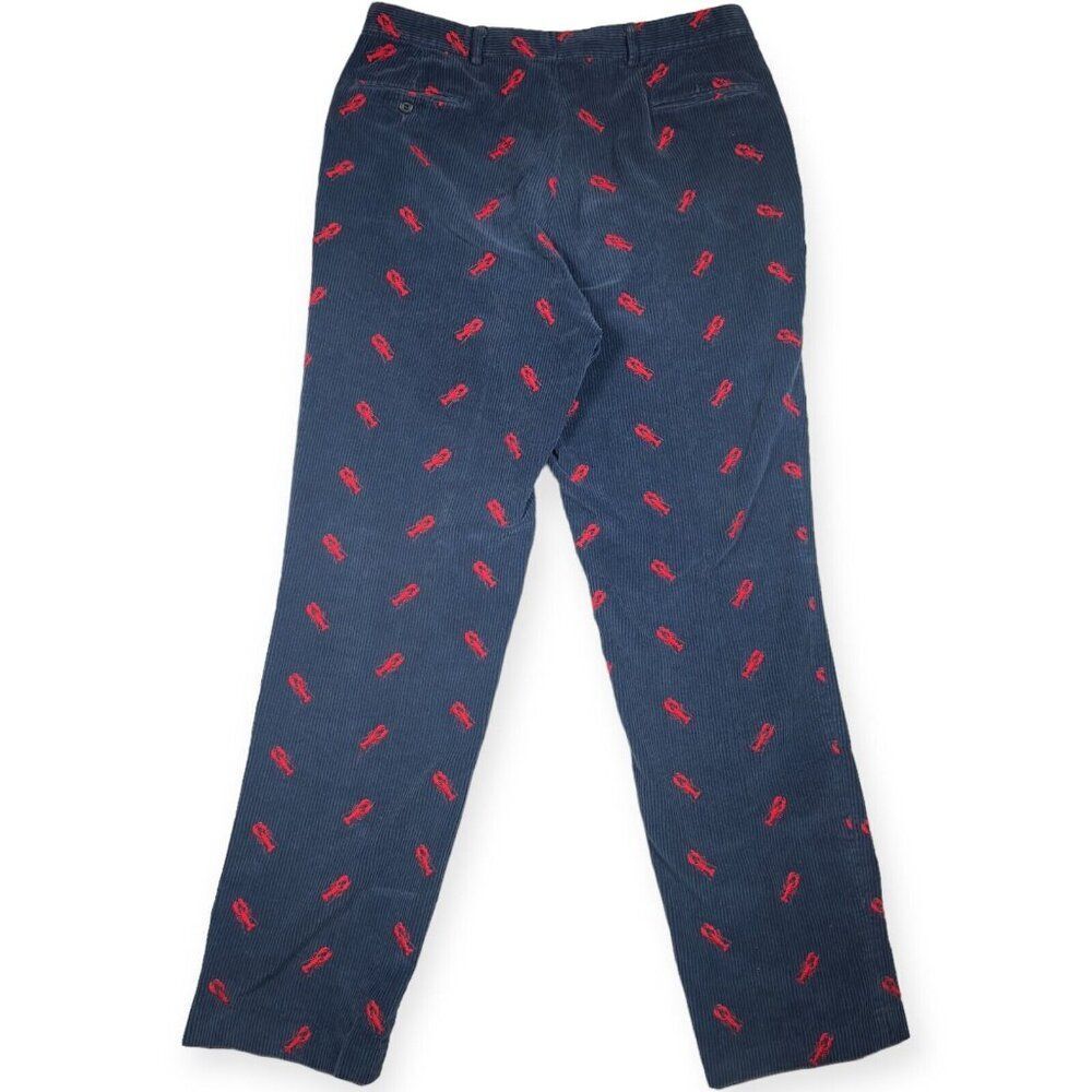 Hand Tailored 80s Lobster All Over Print Blue Corduroy Men's 36‎ - Picture 2 of 10